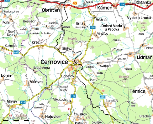 Černovice mapa